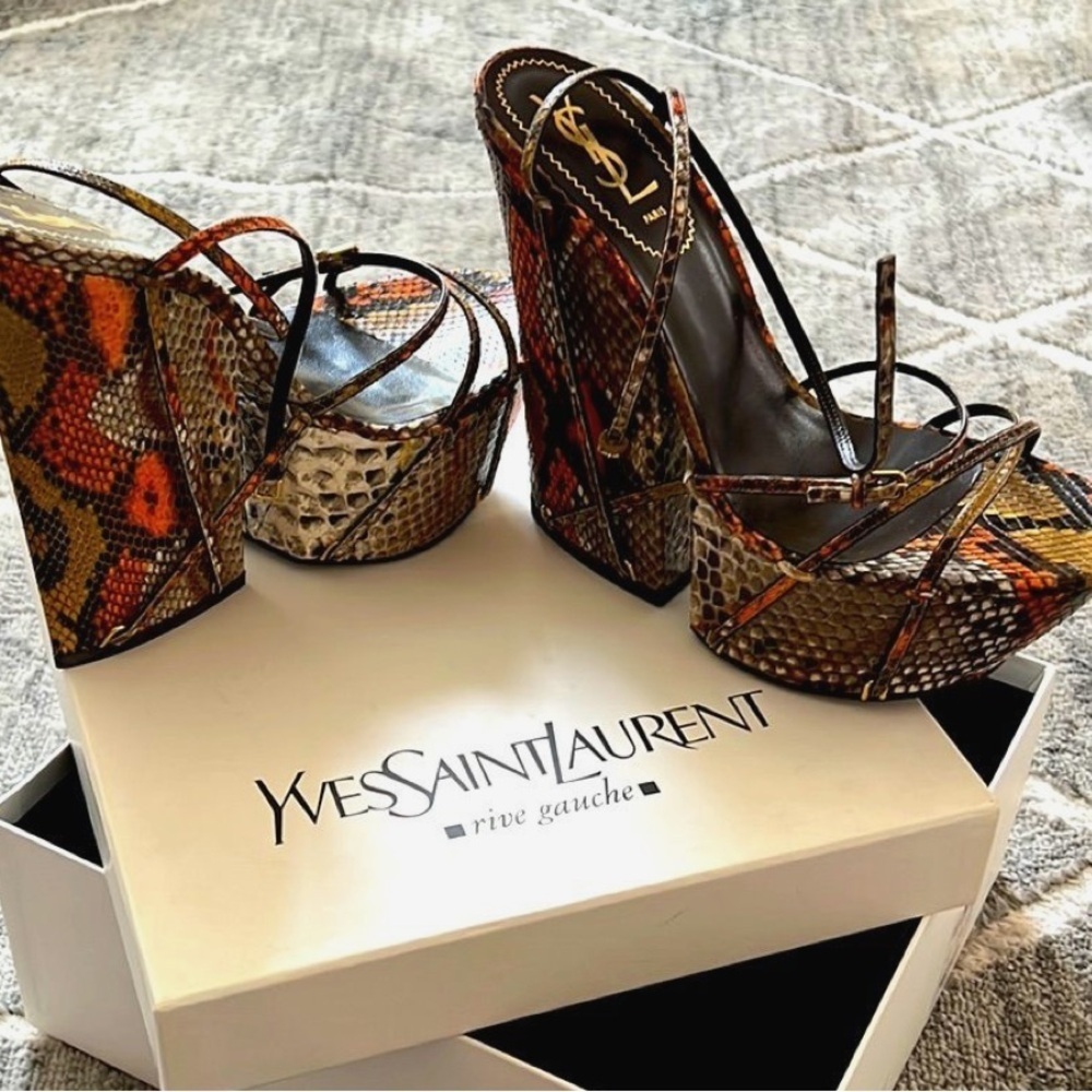Jeffrey Campbell rare snakeskin platform heels cosplay YSL red yellow blue sexy
